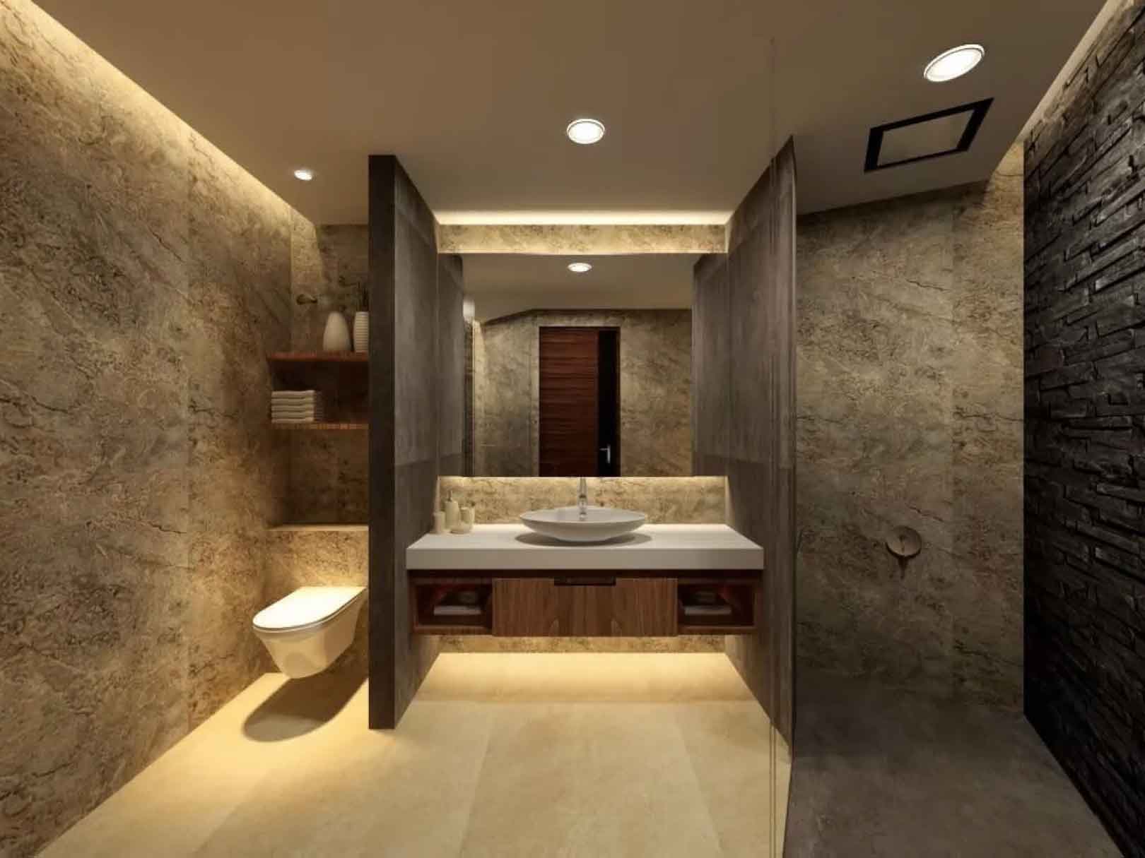 9 Inspirasi Keramik Lantai Dinding  Kamar Mandi Minimalis 