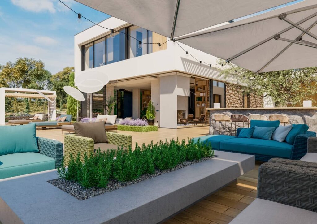 Desain Rumah 2 Lantai dengan Taman Minimalis 