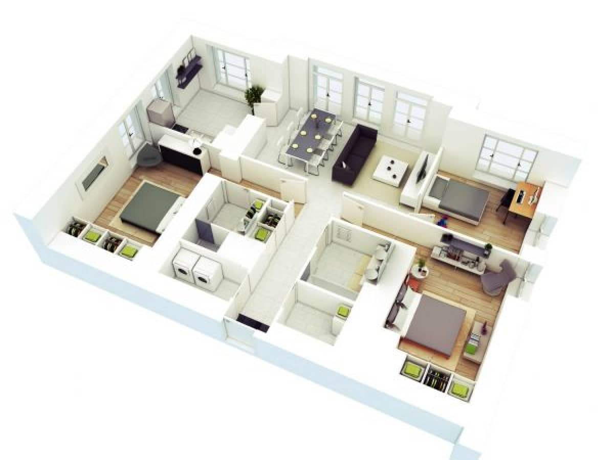 Rumah Minimalis dengan Area Kerja di Tengah Rumah