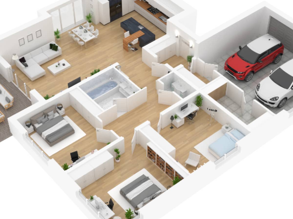 Desain Rumah 3 Kamar Lengkap dengan Garasi dan Area Santai