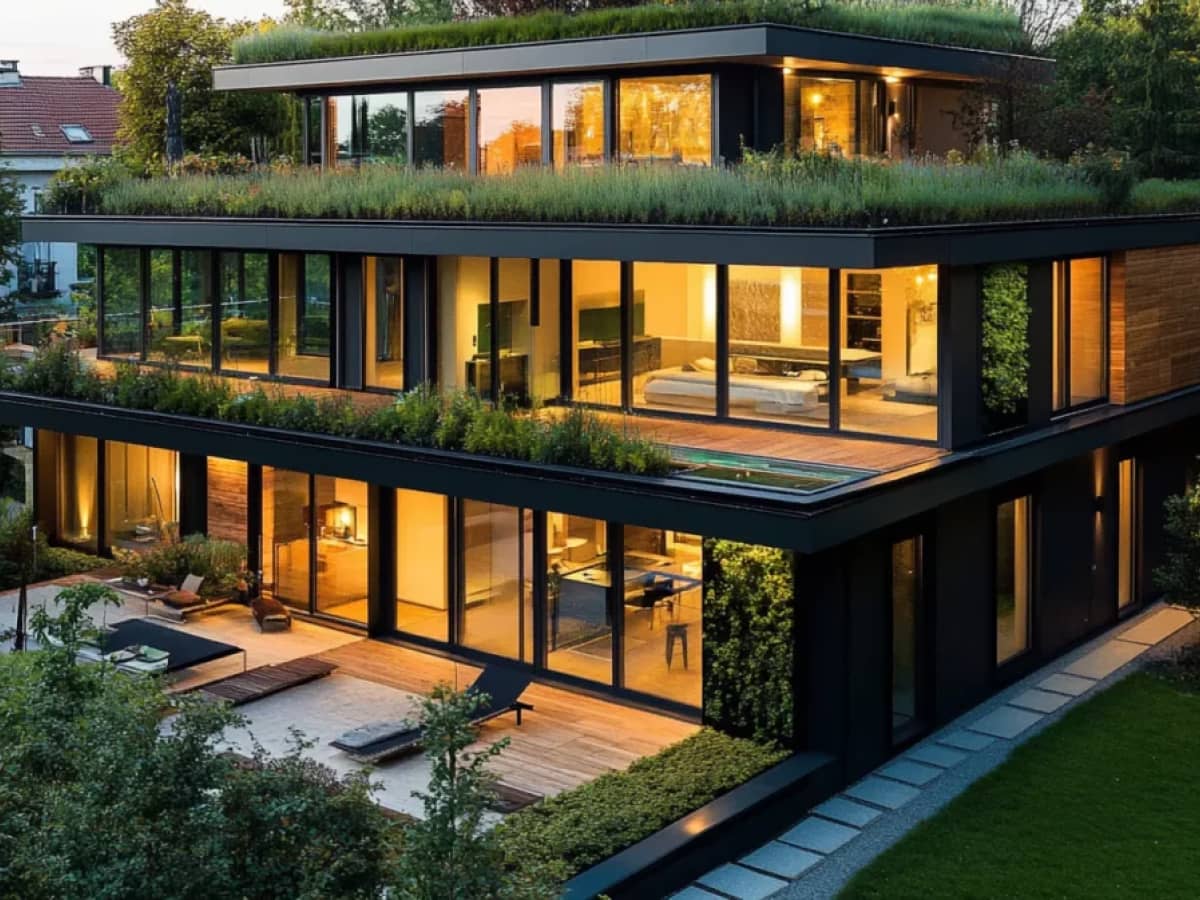 desain rumah mewah 3 lantai - Rumah Mewah Futuristik dengan Sentuhan Alam