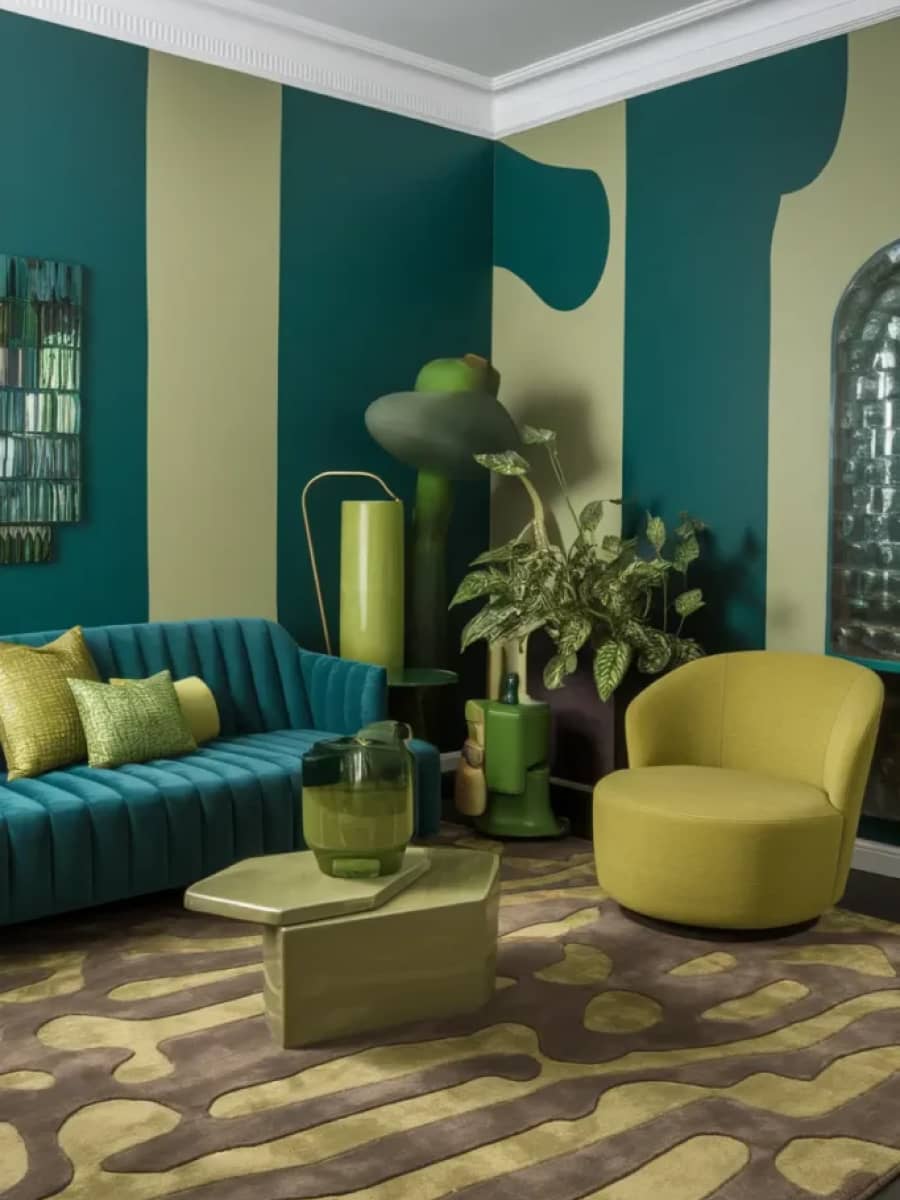 cat rumah warna hijau  Lime + Teal
