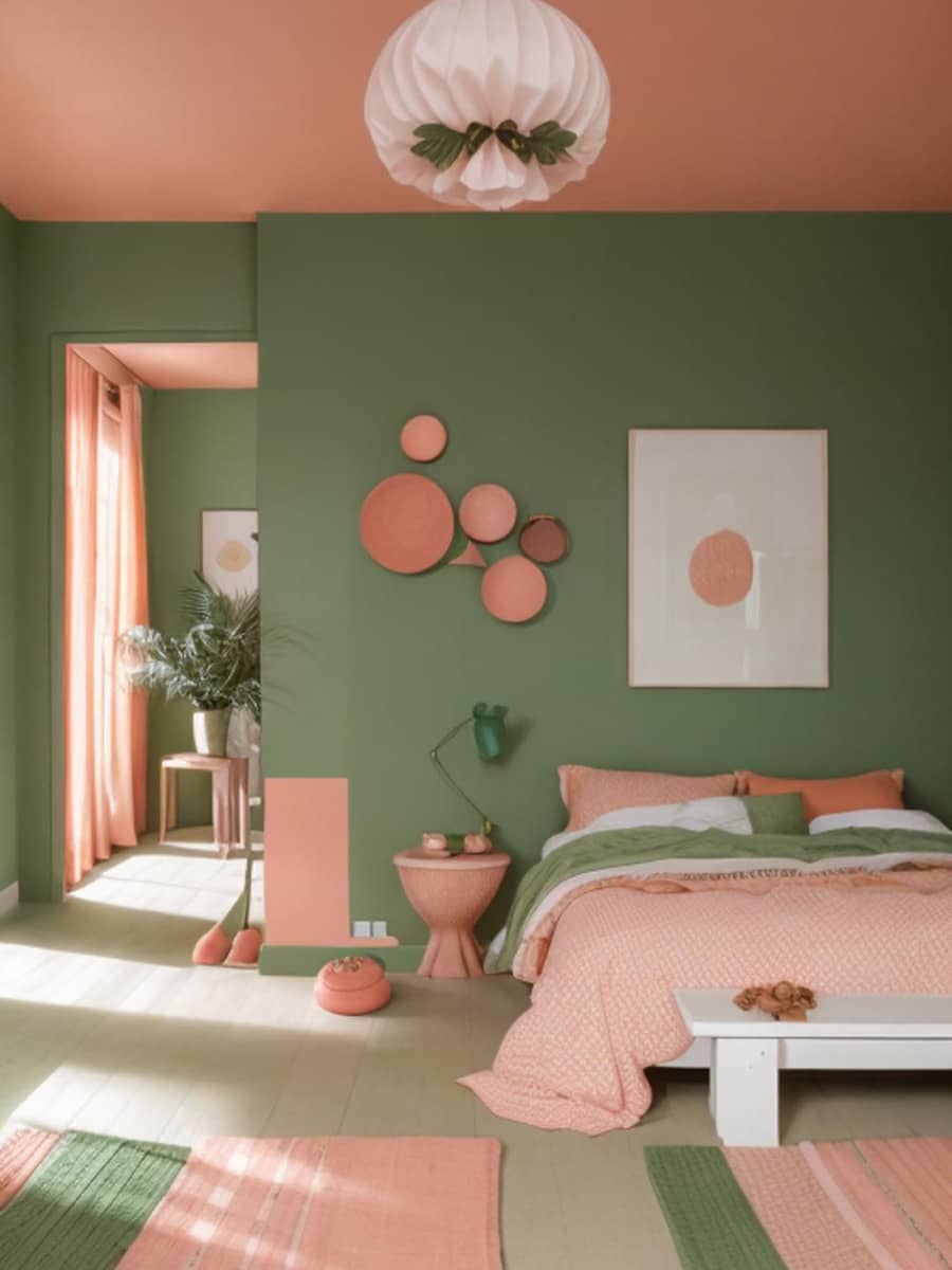 cat rumah warna hijau + Pink Pastel