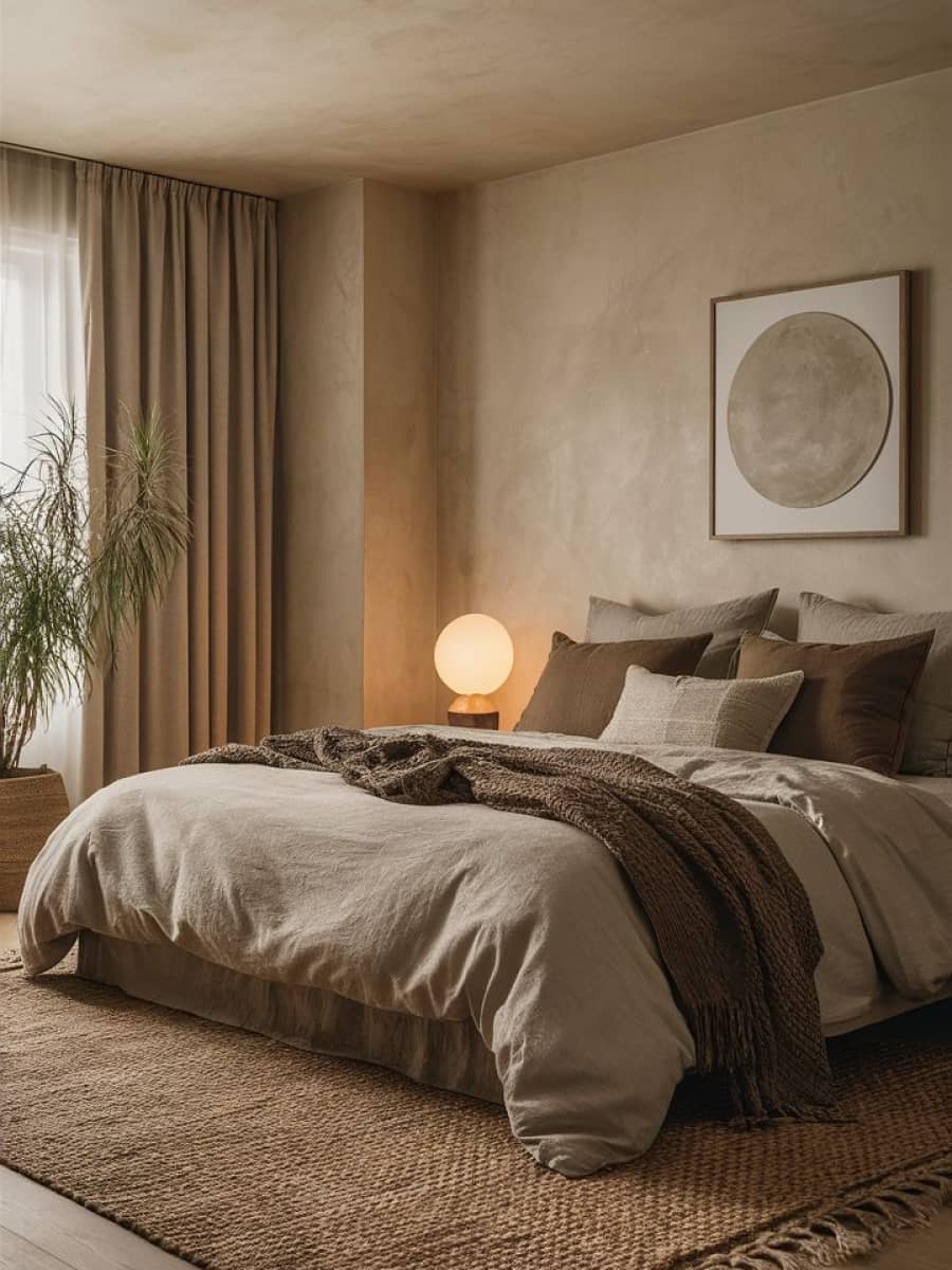 Kombinasi Warna Cream dan Coklat di Kamar Tidur