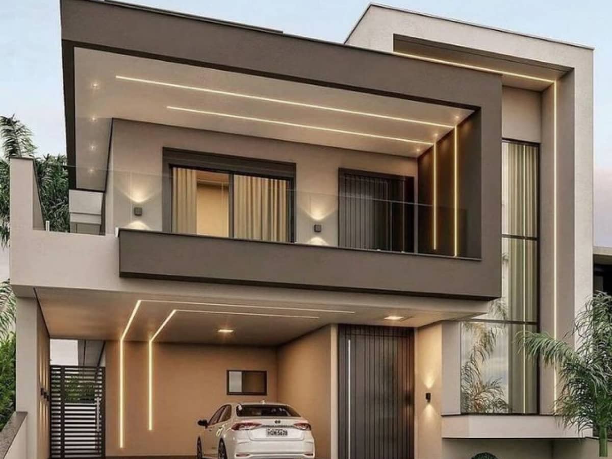 Cat Coklat dan Cream untuk Fasad Depan Rumah