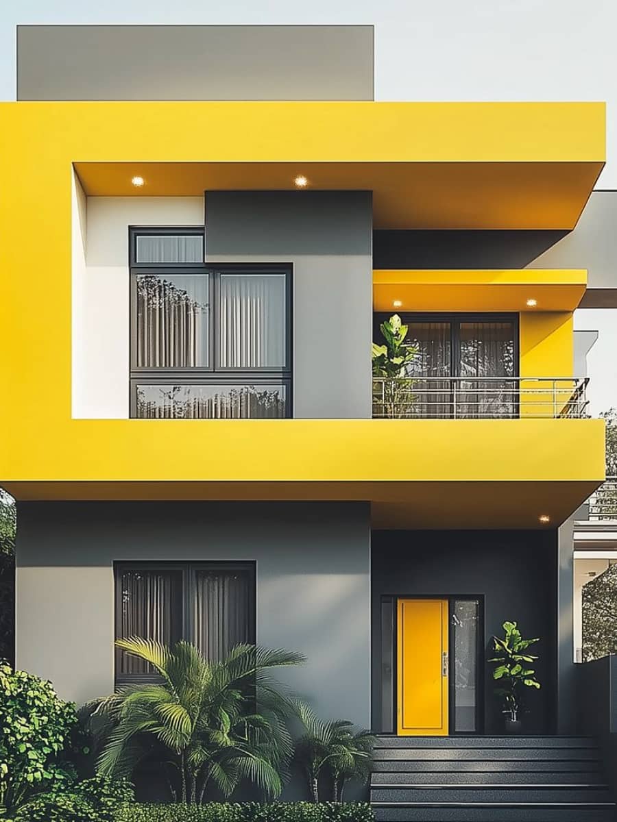 Cat Rumah Warna Kuning dan abu-abu