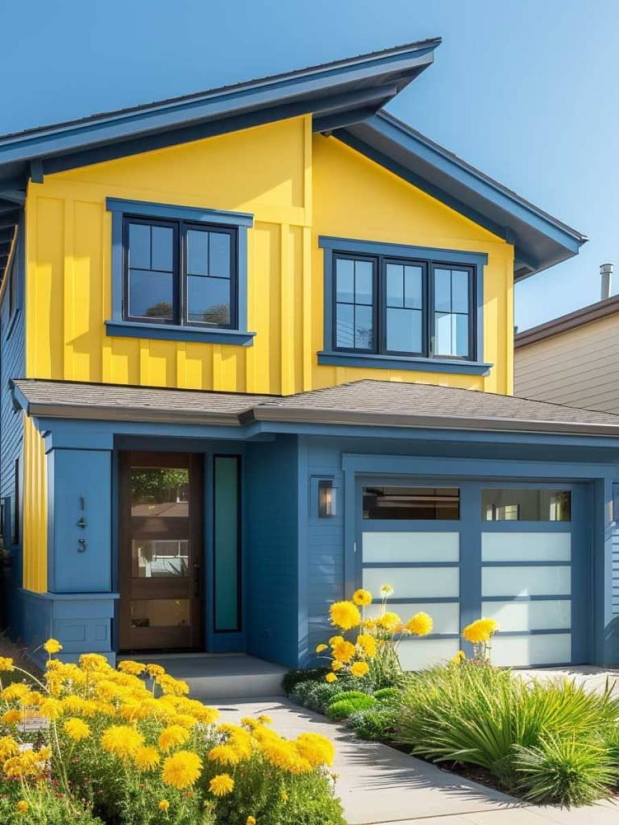 Cat Rumah Warna Kuning dan biru