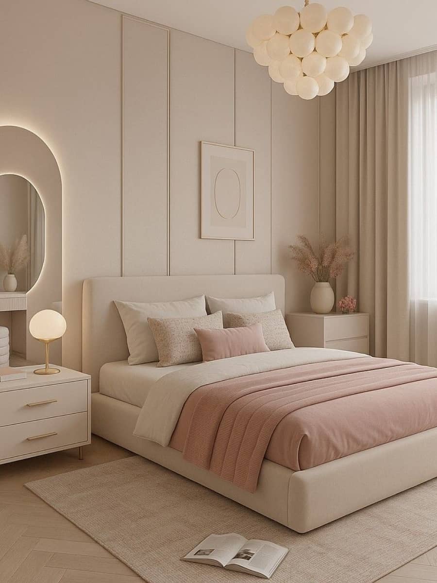 Kamar Soft Glam dengan Sentuhan Nude