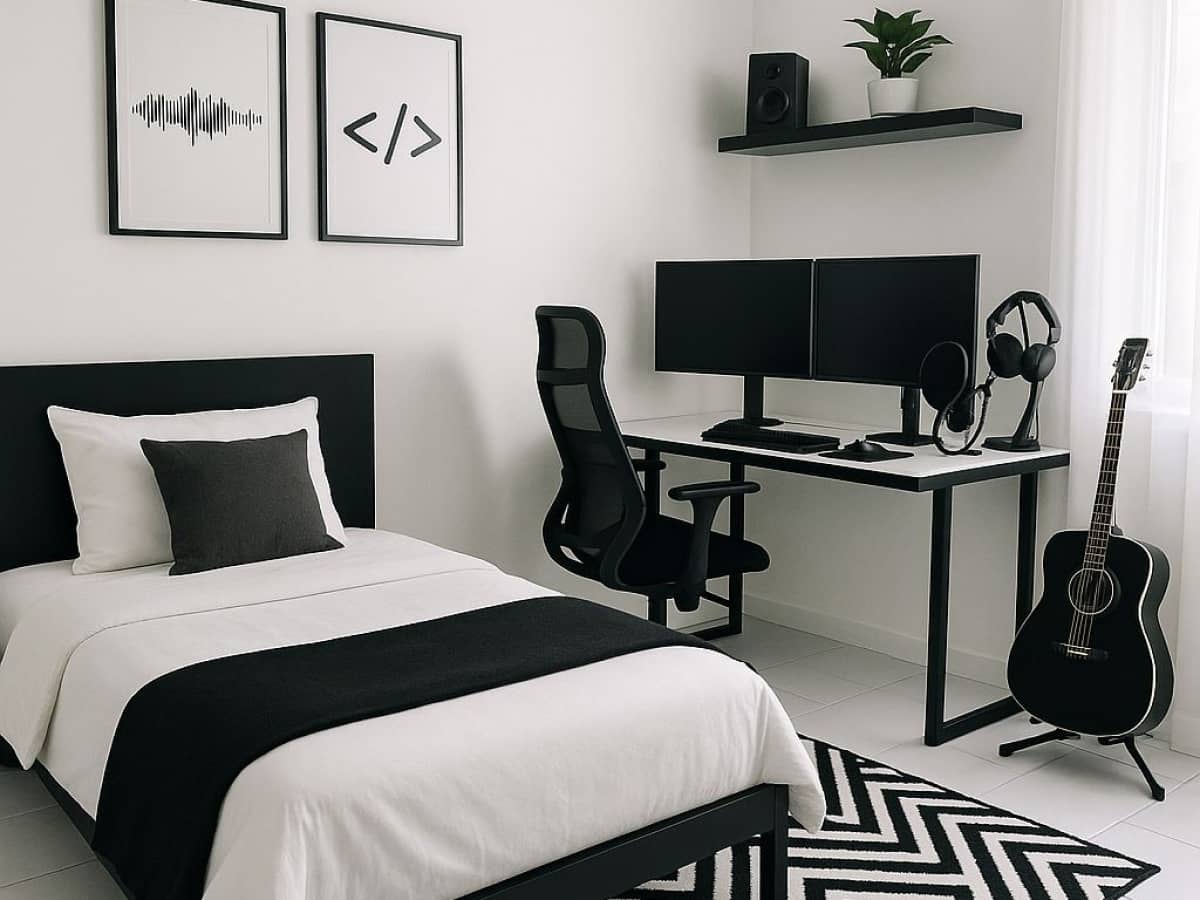 Kamar Aesthetic Cowok Hitam Putih